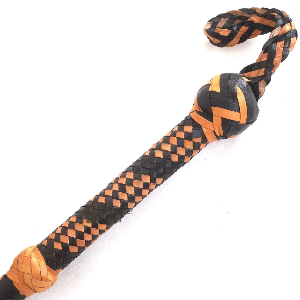 Bull Whip 6, 8, 10, 12, 14 & 16 Feet long 16 Strands Kangaroo Hide Tan Black Leather Equestrian Bullwhip Leather Belly and Bolster Inside, Indiana Jones