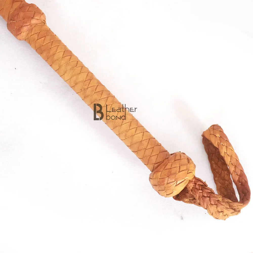 Indiana Jones Style Bull Whip 4, 6, 8 & 10 Feet Long 8 Plaits Real Tan Cowhide Leather Bullwhip