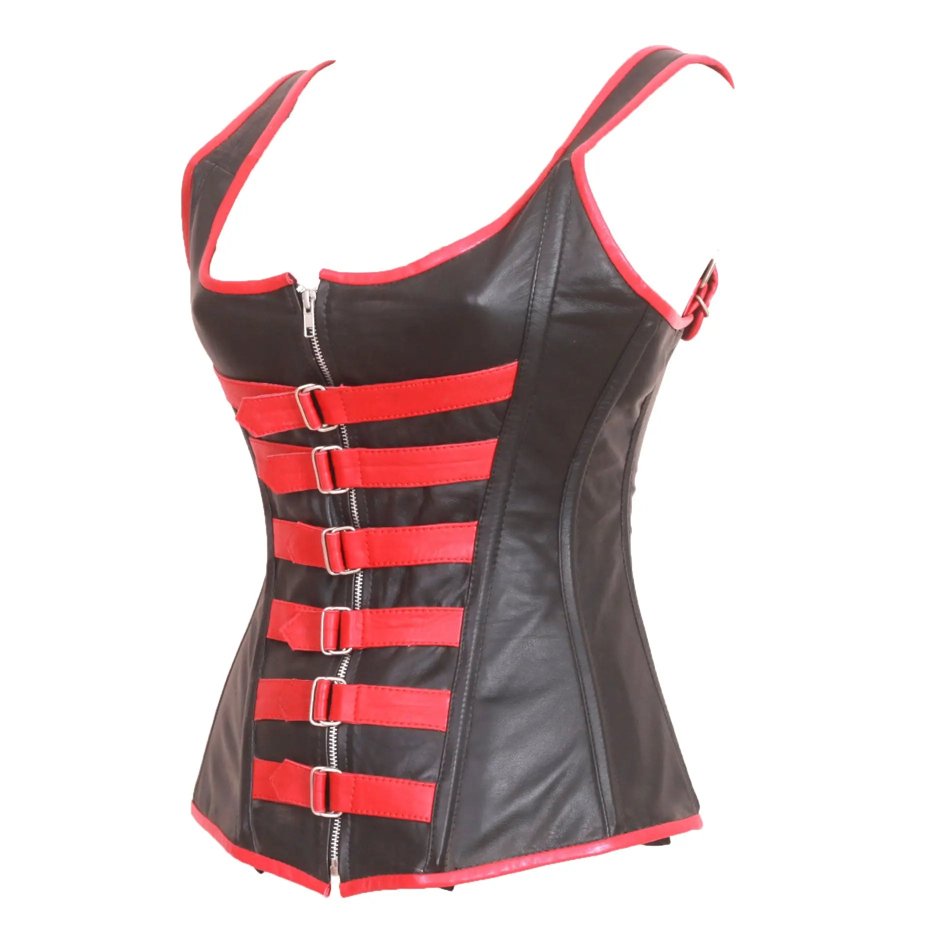 Genuine Real Sheep Leather & Stainless Steel Spiral Bones Over Bust Corset
