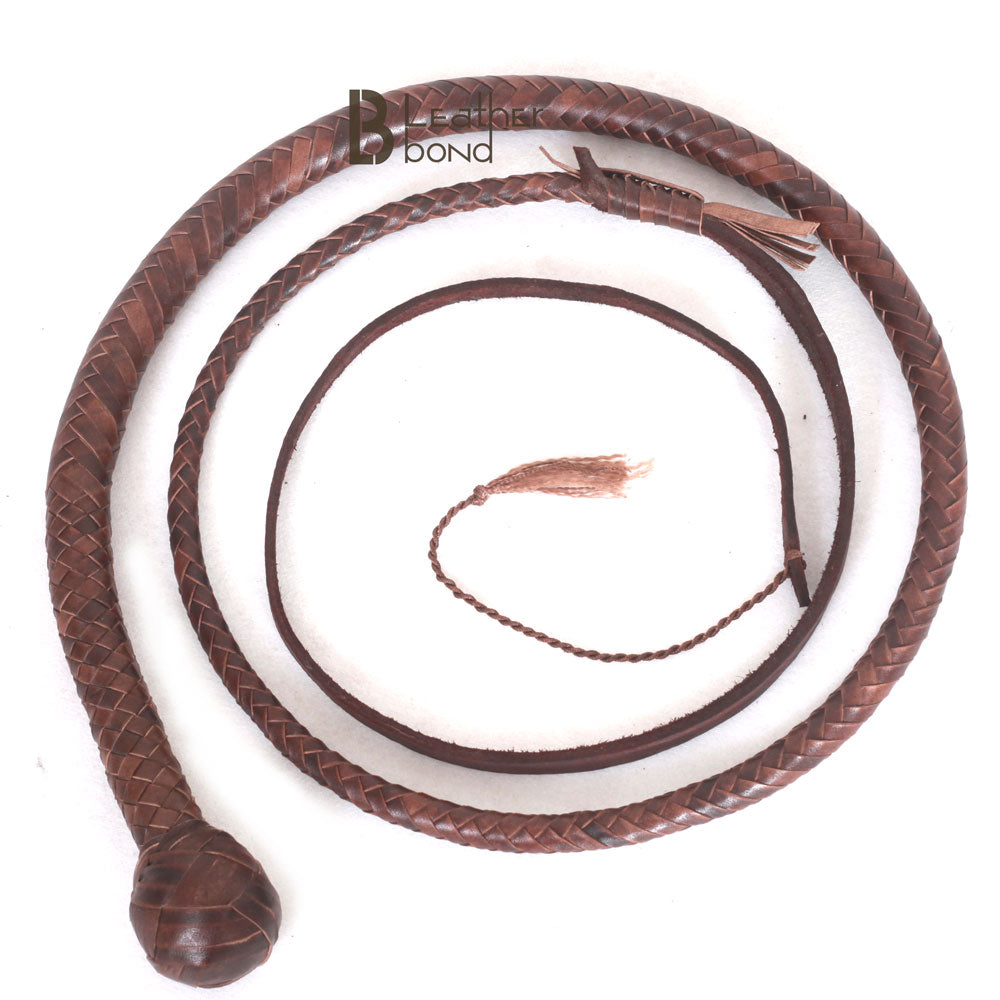 Kangaroo Hide Shot Loaded Snake Whip 12 Strands Dark Brown | 4, 5, 6 & 8 Feet