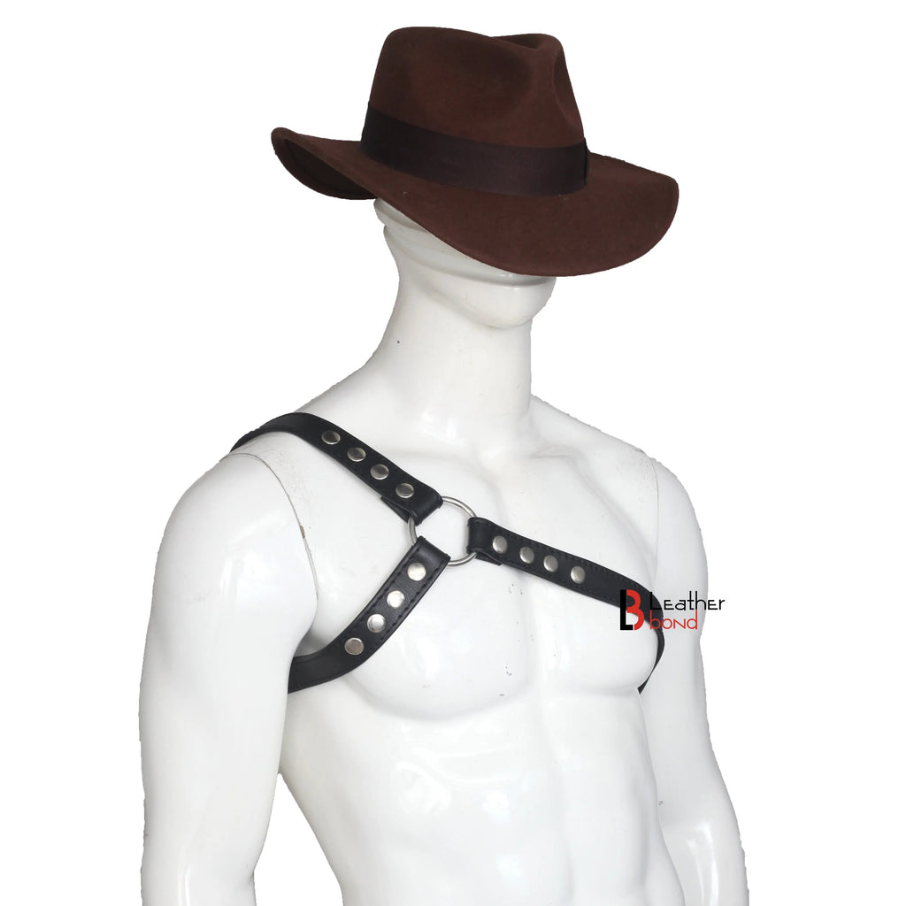 Real Cowhide Handmade Adjustable Leather Harness Men Black Chest Harness | Fashion & Rave Wear