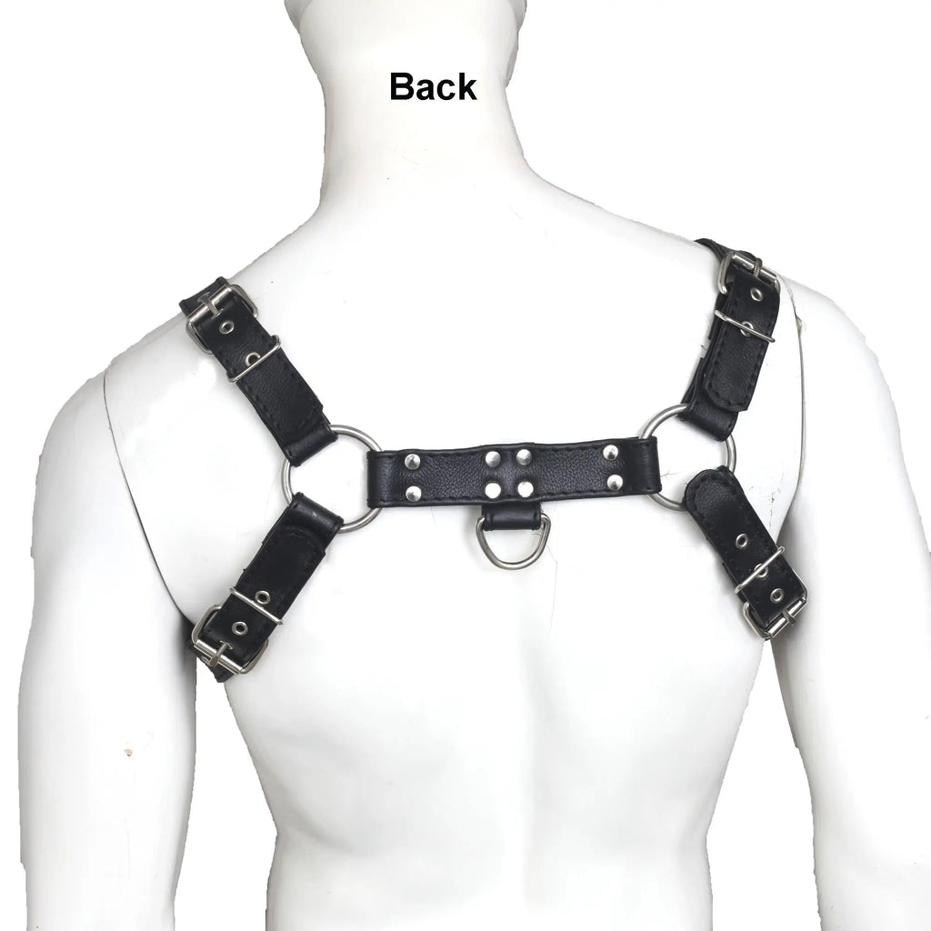 Double Folded Real Cowhide Leather Harness Men's Bulldog Chest & Shoulder Harness | Male Fetish Wear
