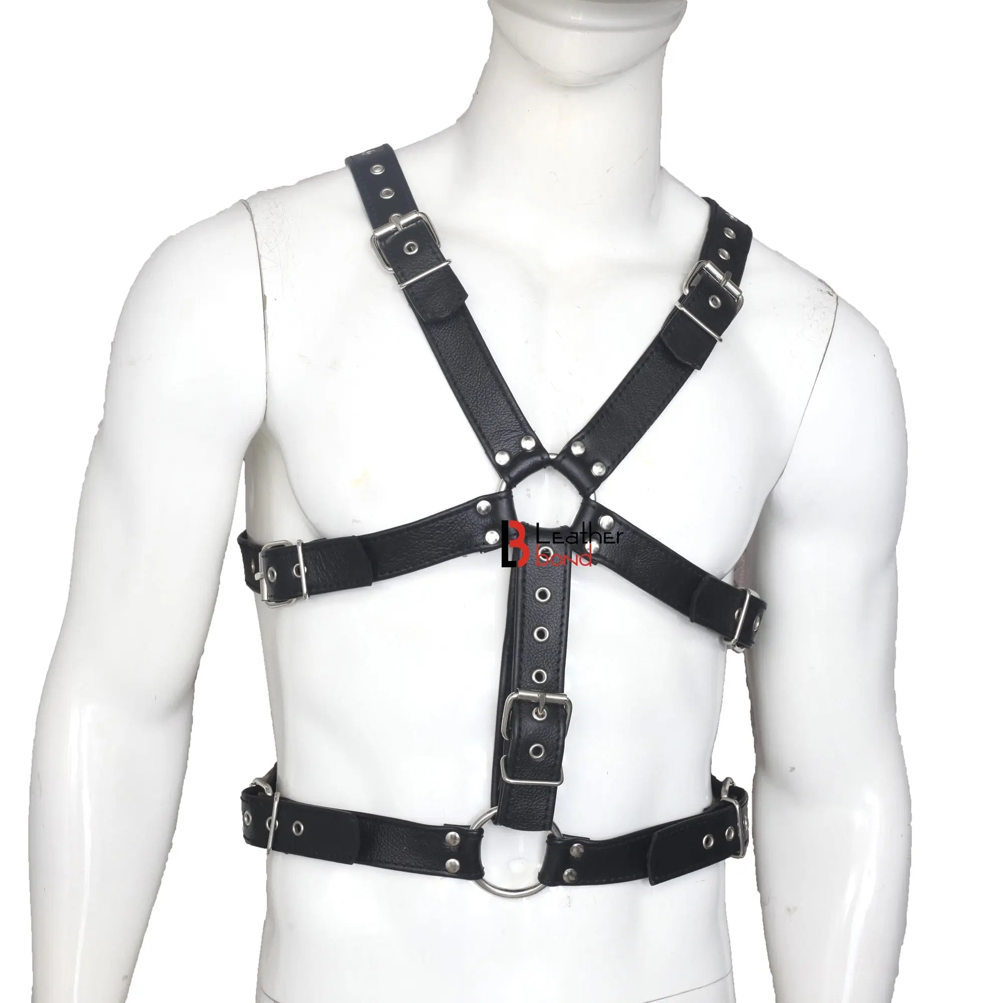 Double Folded Real Cowhide Leather Harness Men Chest & Shoulder Male Fetish Wear Harness