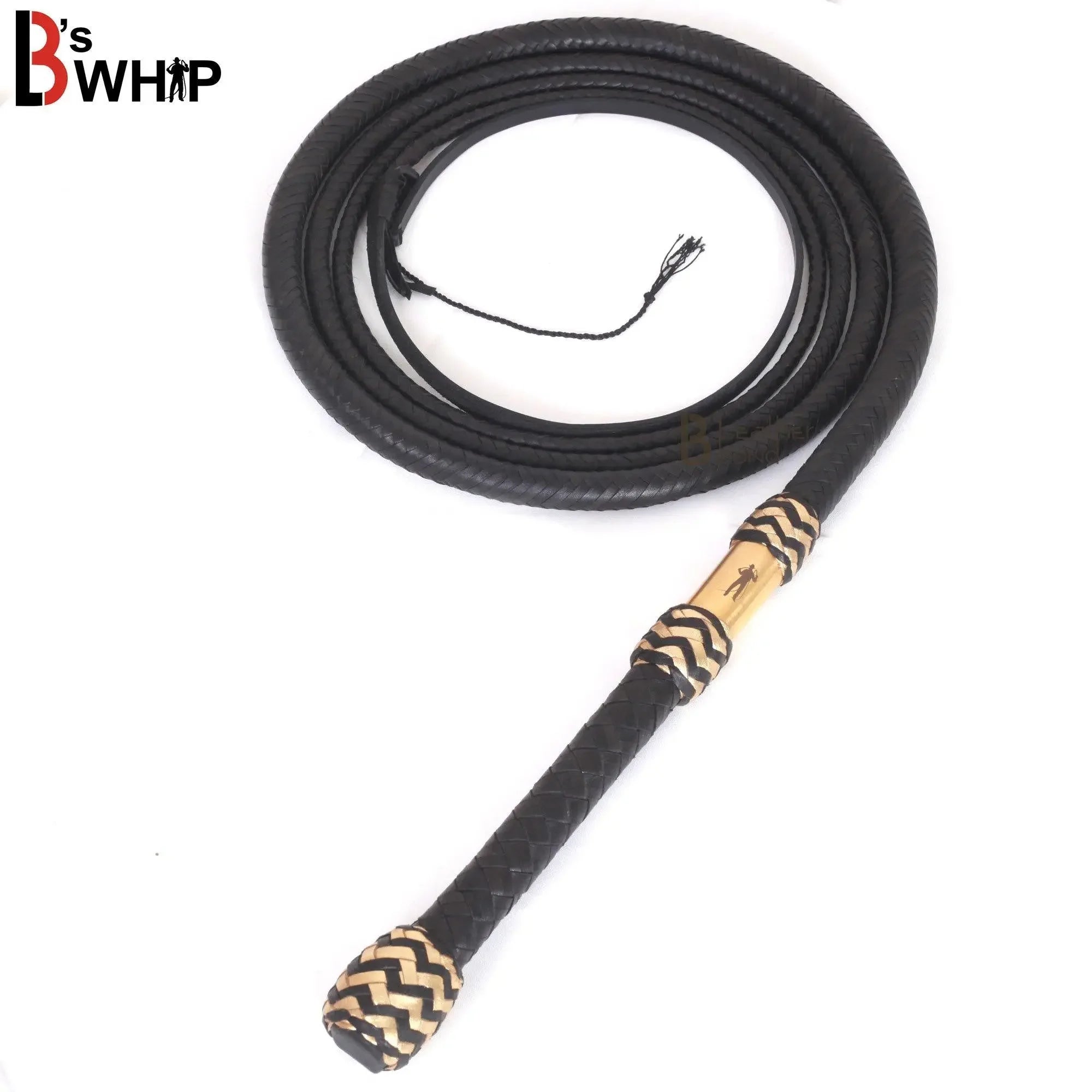 Bull Whip 6, 8, 10, 12, 14 & 16 Feet long 16 Strands Black Kangaroo Hide Leather Equestrian Bullwhip Leather inside Construction
