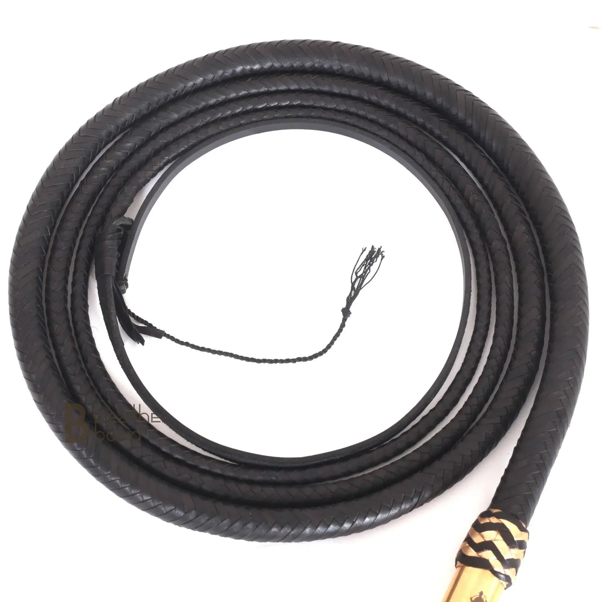 Bull Whip 6, 8, 10, 12, 14 & 16 Feet long 16 Strands Black Kangaroo Hide Leather Equestrian Bullwhip Leather inside Construction