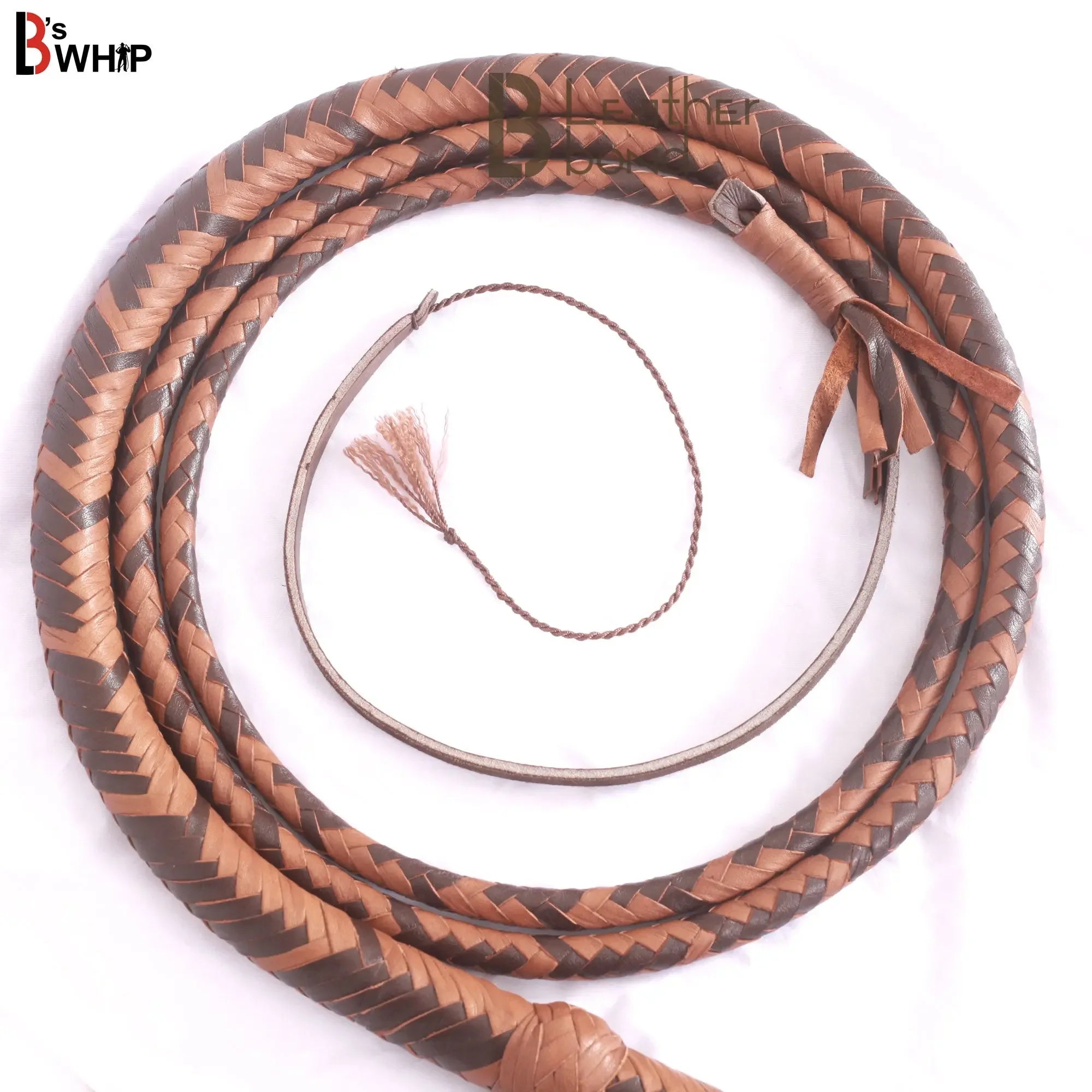 Indiana Jones Style 8 Foot 16 Plait Dark Brown Leather Bullwhip Real Cowhide Leather Bull Whip