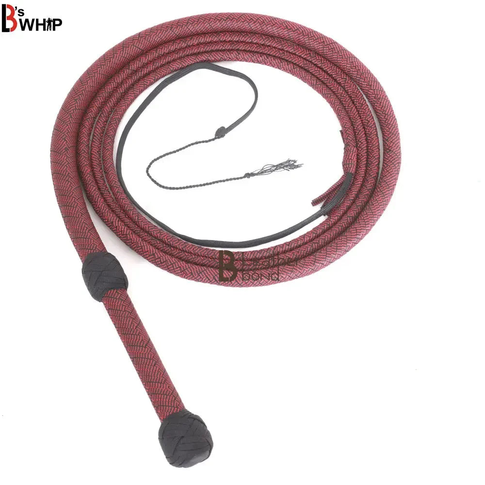 Red & Black Paracord Bullwhip 06 & 08 Feet long 12 Strands Bullwhip Para Cord Nylon Bull Whip