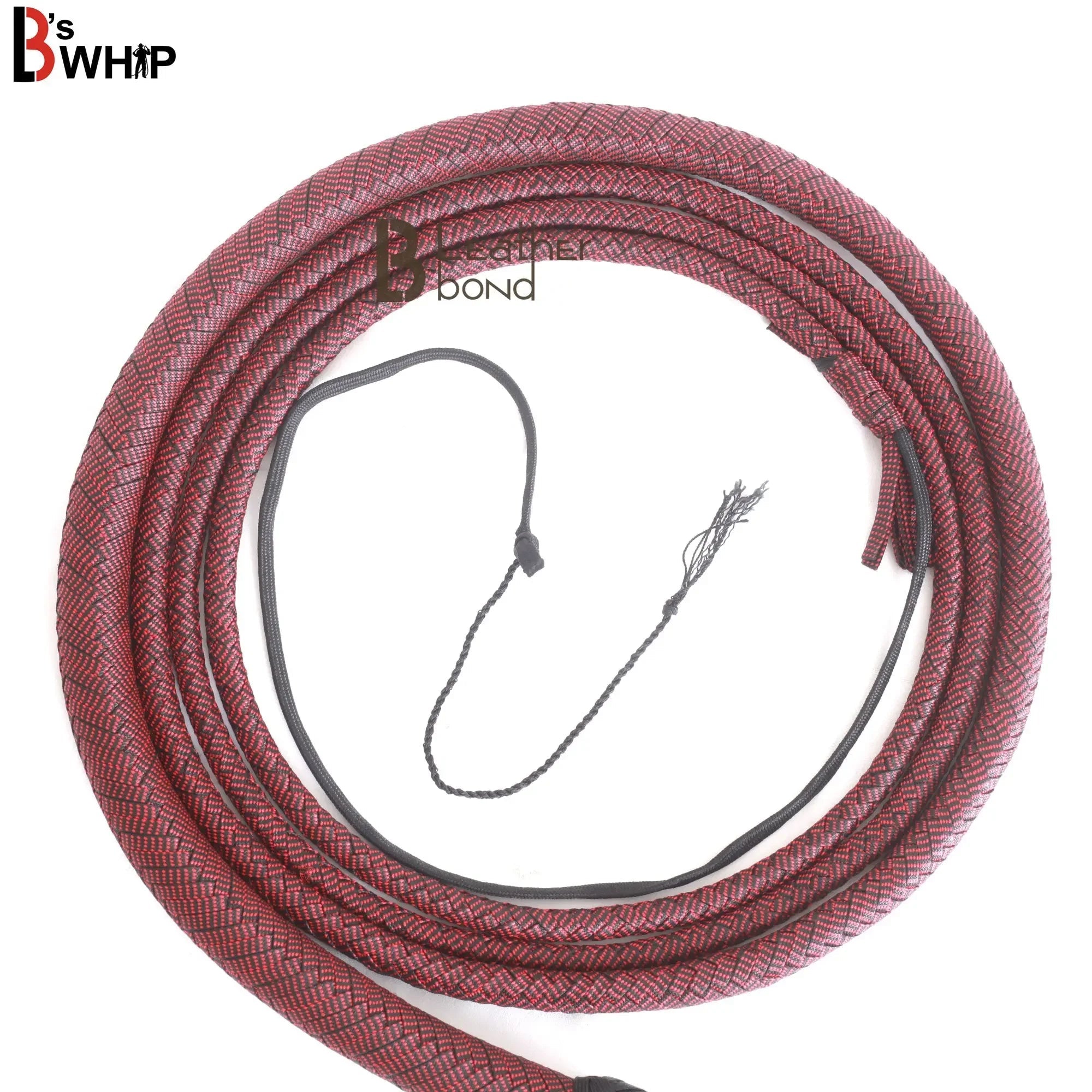 Red & Black Paracord Bullwhip 06 & 08 Feet long 12 Strands Bullwhip Para Cord Nylon Bull Whip
