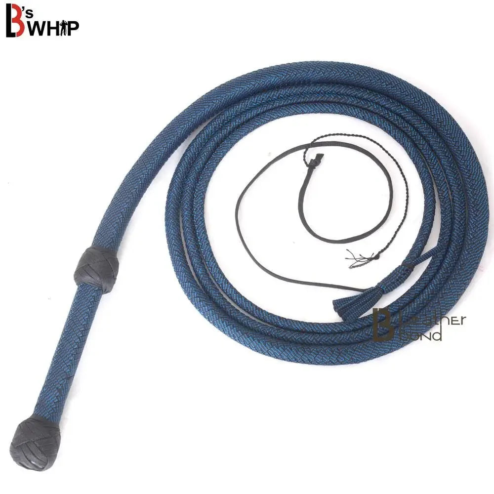 Blue & Black Paracord Bullwhip 06 & 08 Feet long 12 Strands Bullwhip Para Cord Nylon Bull Whip