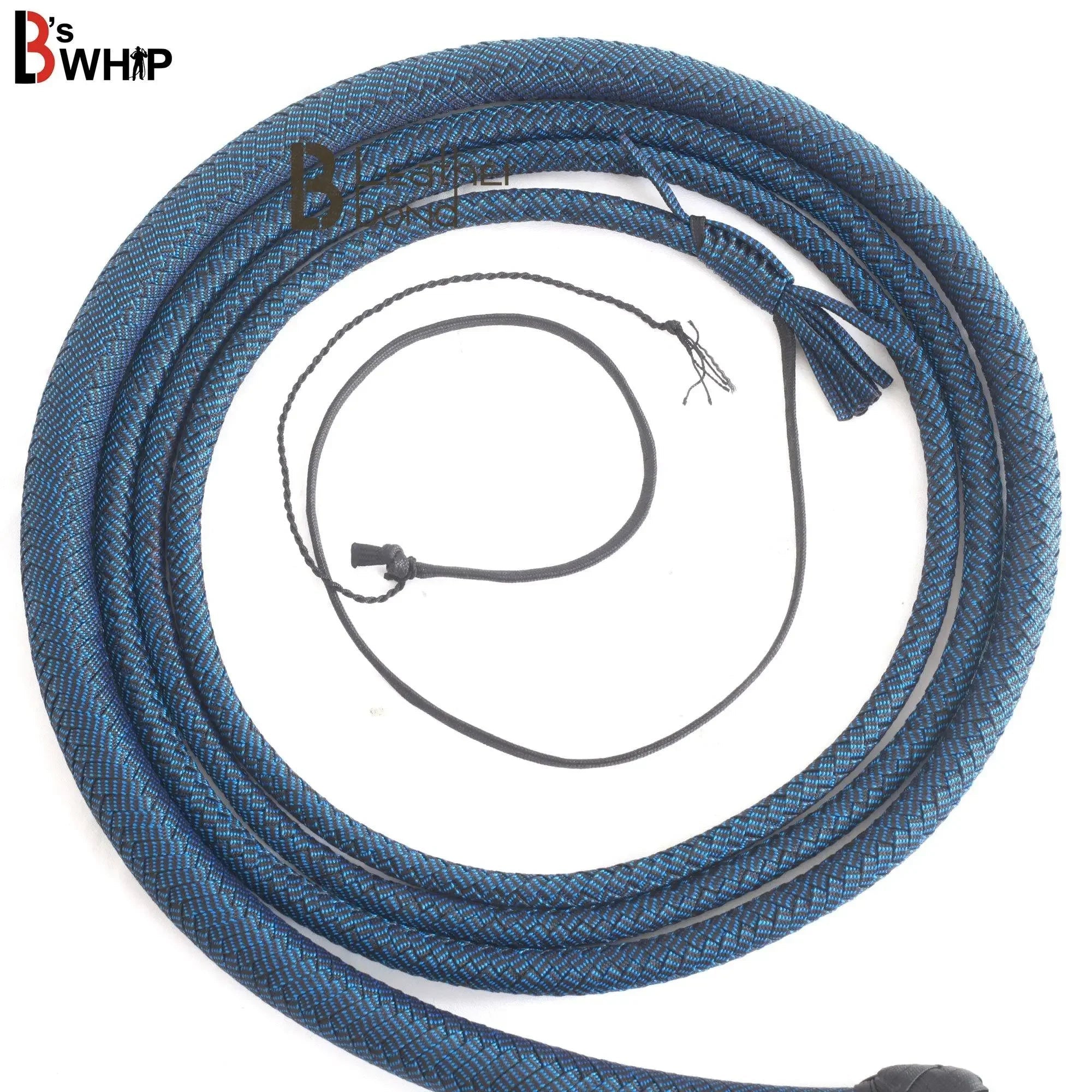 Blue & Black Paracord Bullwhip 06 & 08 Feet long 12 Strands Bullwhip Para Cord Nylon Bull Whip