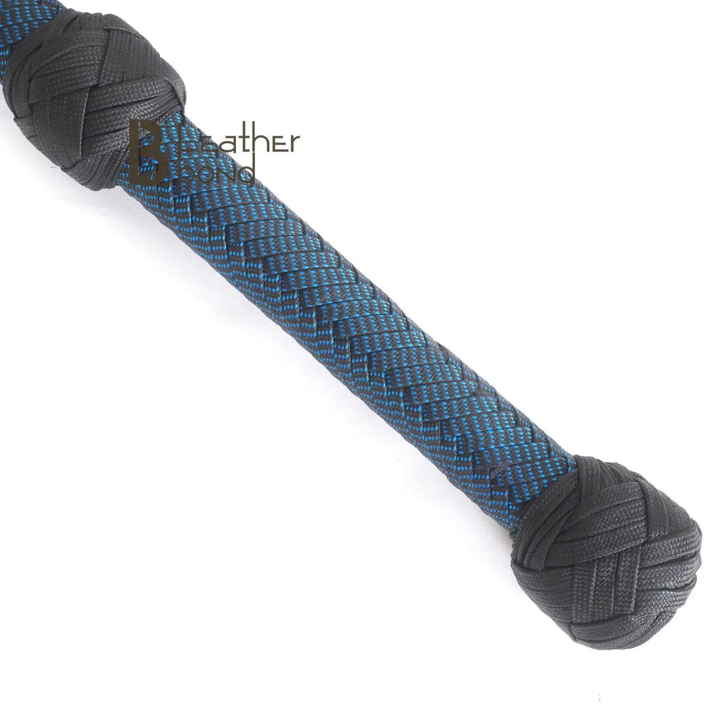 Blue & Black Paracord Bullwhip 06 & 08 Feet long 12 Strands Bullwhip Para Cord Nylon Bull Whip