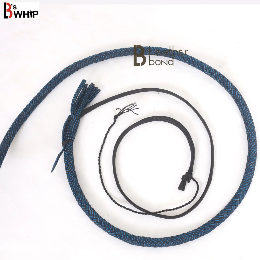 Blue & Black Paracord Bullwhip 06 & 08 Feet long 12 Strands Bullwhip Para Cord Nylon Bull Whip