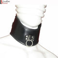 Cowhide Leather Curved Posture Neck Collar BDSM Collar & Wrist Restraints Set