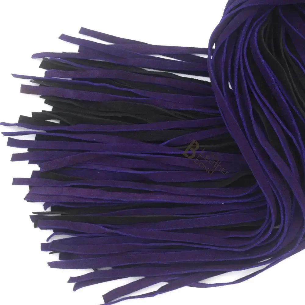 💜🖤Real Cowhide Suede Leather Flogger 100 Falls Purple and Black Heavy Duty Thuddy Whip | BDSM Impact