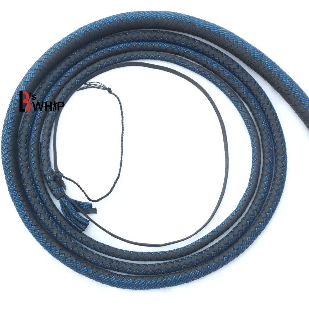 Zoro Whip 6, 8, 10, 12, 14 and 16 Feet long 16 Strands Zoro Bullwhip Black Para Cord Nylon Bull Whip with Leather Plaited Bellies