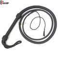 Indiana Jones Style Whip 06 to 16 Feet 12 Strands Bullwhip Black Para Cord Nylon Bull Whip with Leather Plaited Bellies