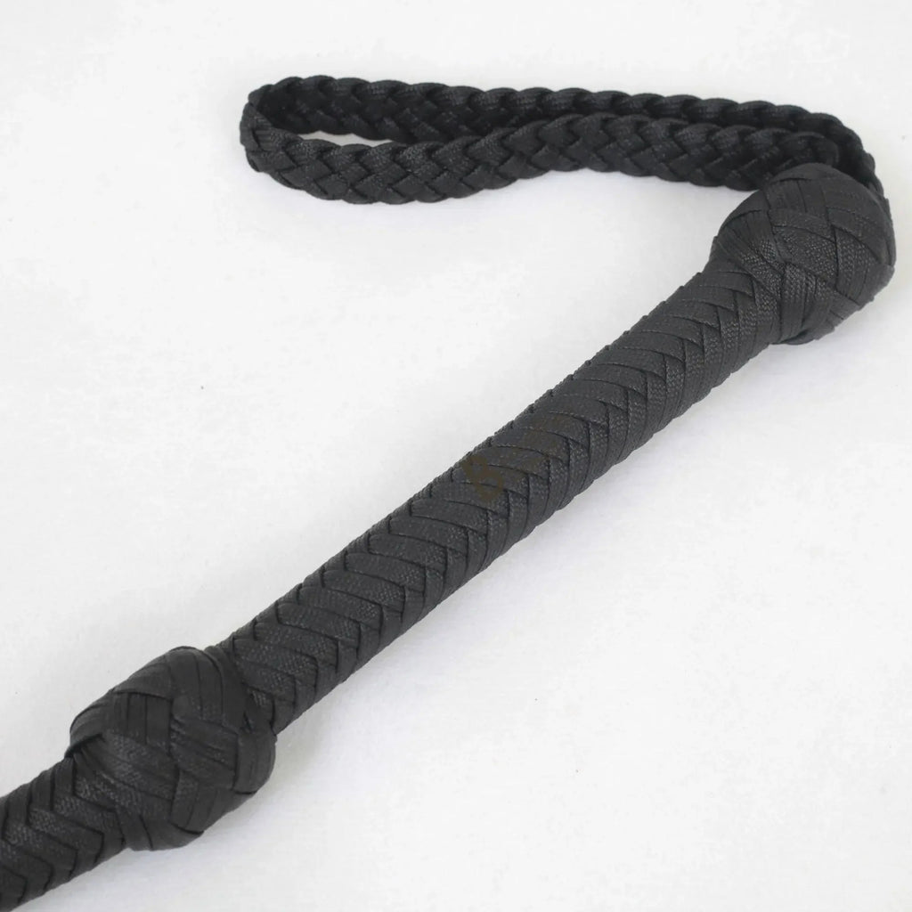 Indiana Jones Style Whip 06 to 16 Feet 12 Strands Bullwhip Black Para Cord Nylon Bull Whip with Leather Plaited Bellies