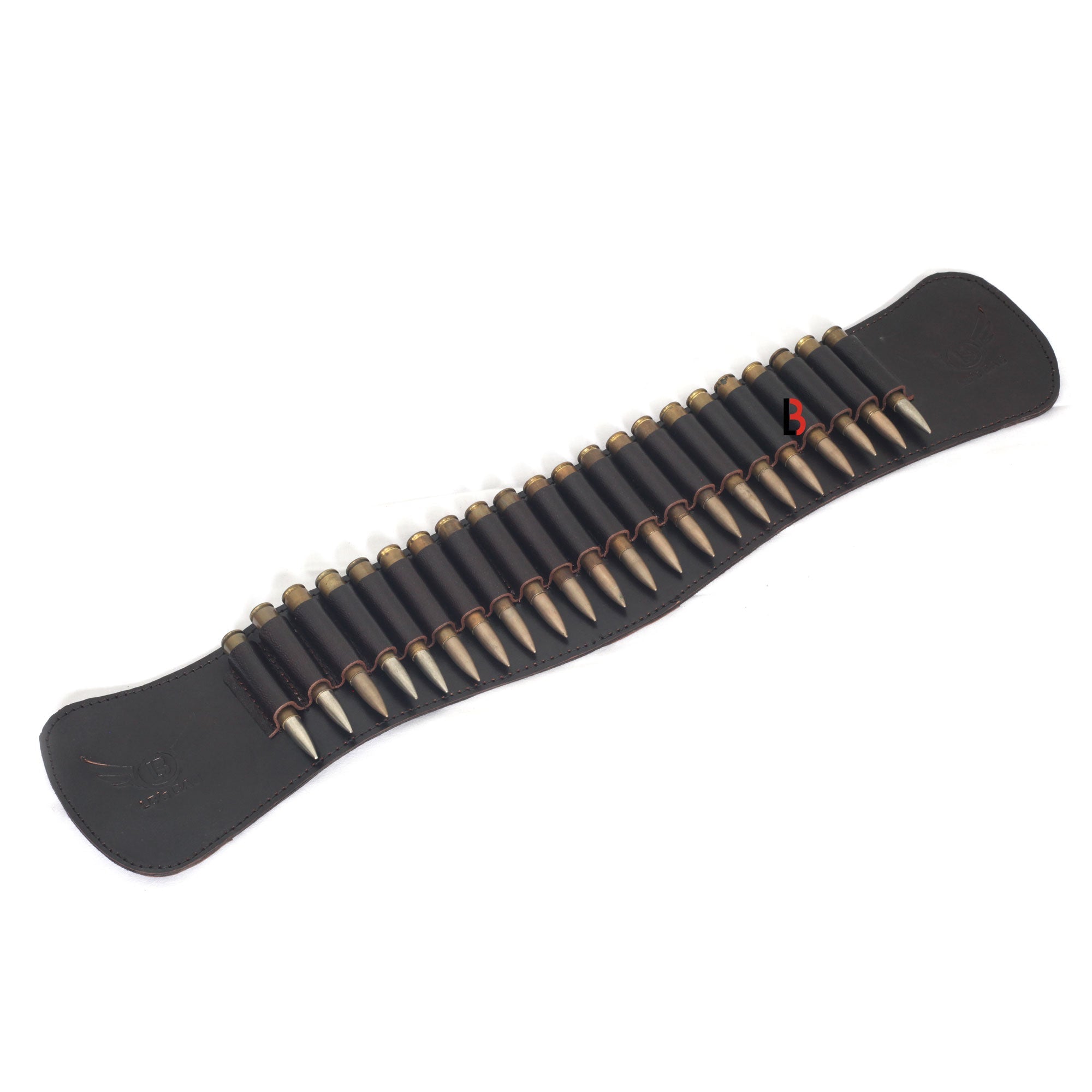 Cowhide Leather Rifle Cartridge Reload Holder 22-Loop Shell Belt | Hunting Ammo Carrier