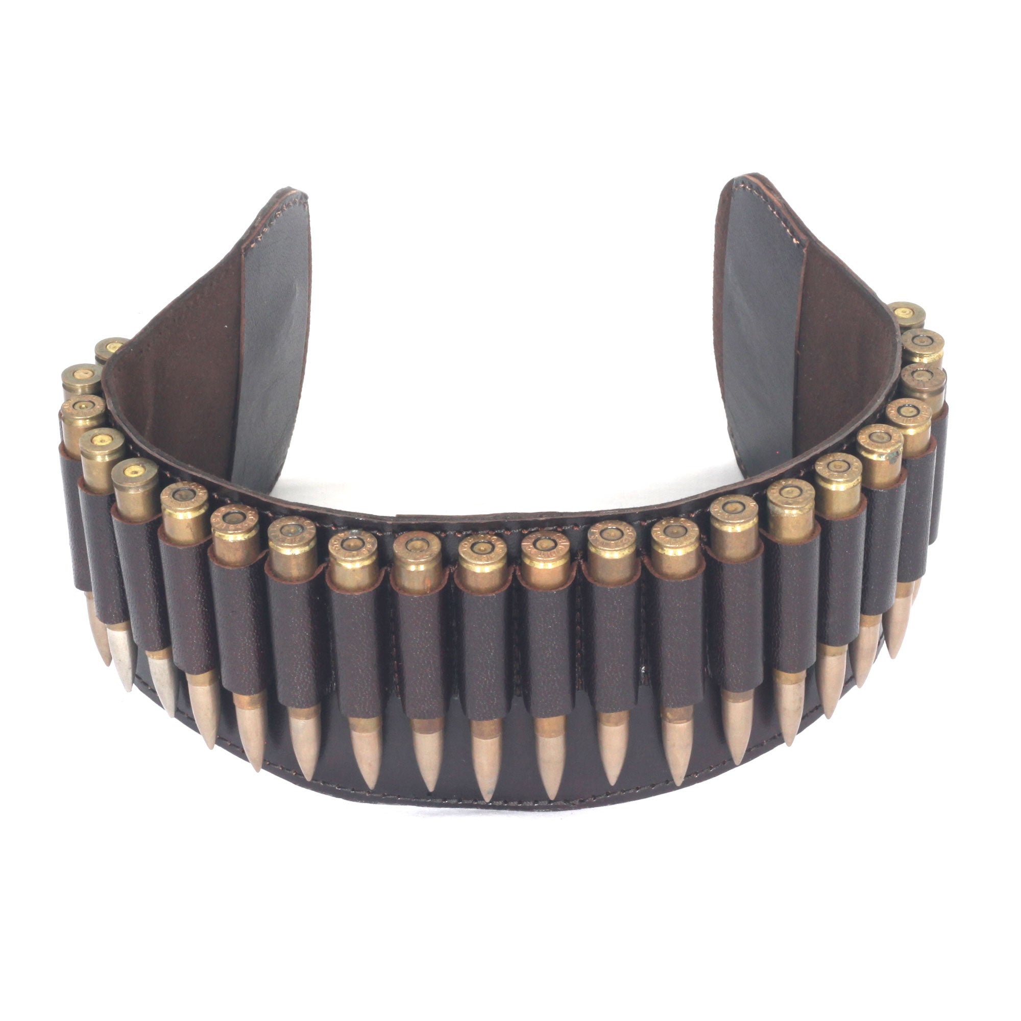 Cowhide Leather Rifle Cartridge Reload Holder 22-Loop Shell Belt | Hunting Ammo Carrier
