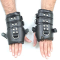 Real Strong Lockable Leather Suspension Bondage Cuffs 2-Piece Heavy Duty Restraint Set | Black