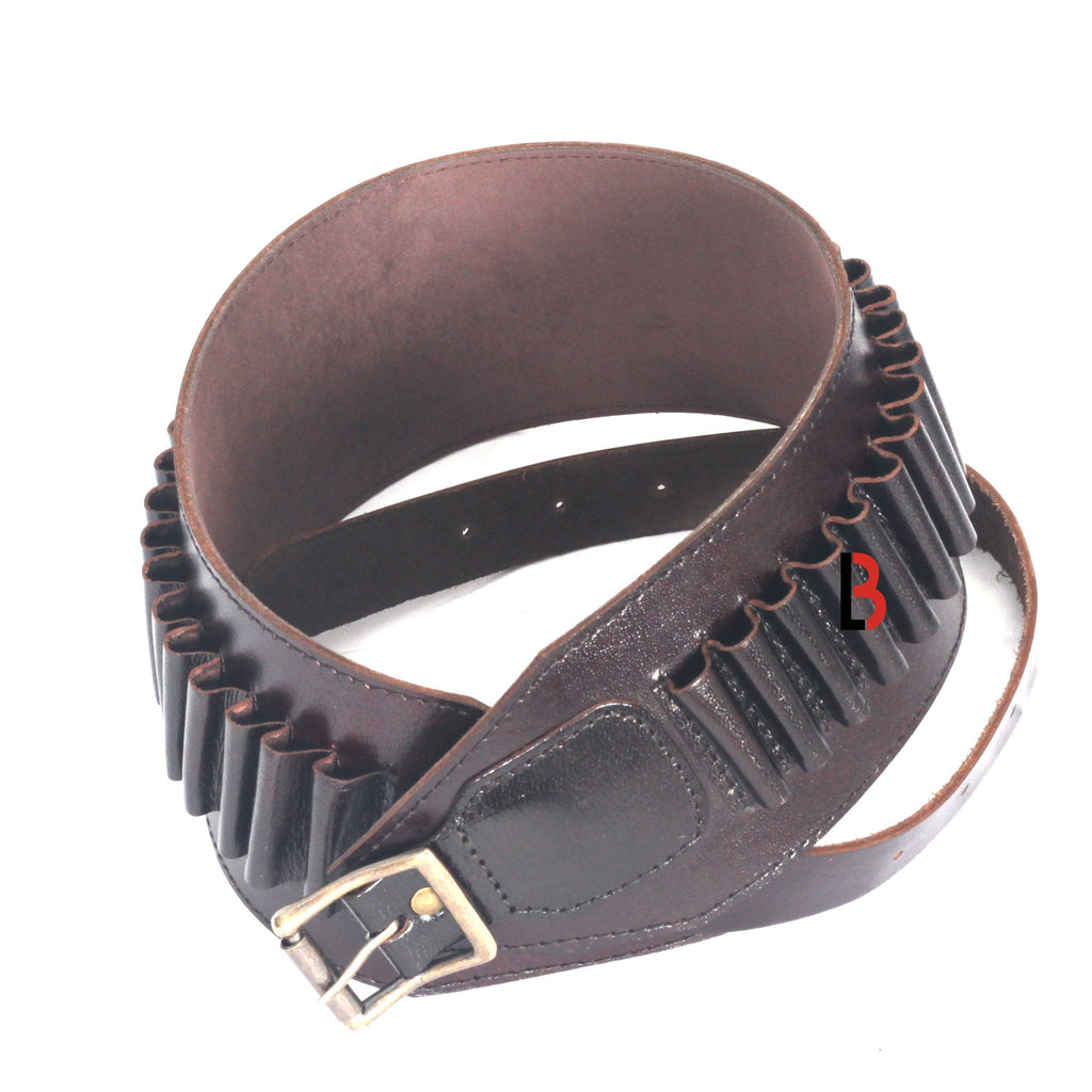 Cowhide Leather Rifle Cartridge Belt Bandolier Hunting Shell Holder & Ammo Carrier