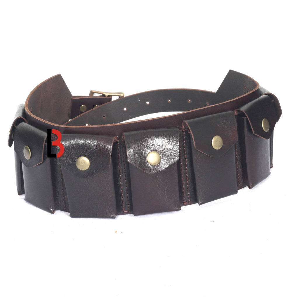 Real Leather Rifle Cartridge Bandolier Belt Ammo Holder & Pouch Belt for Guns