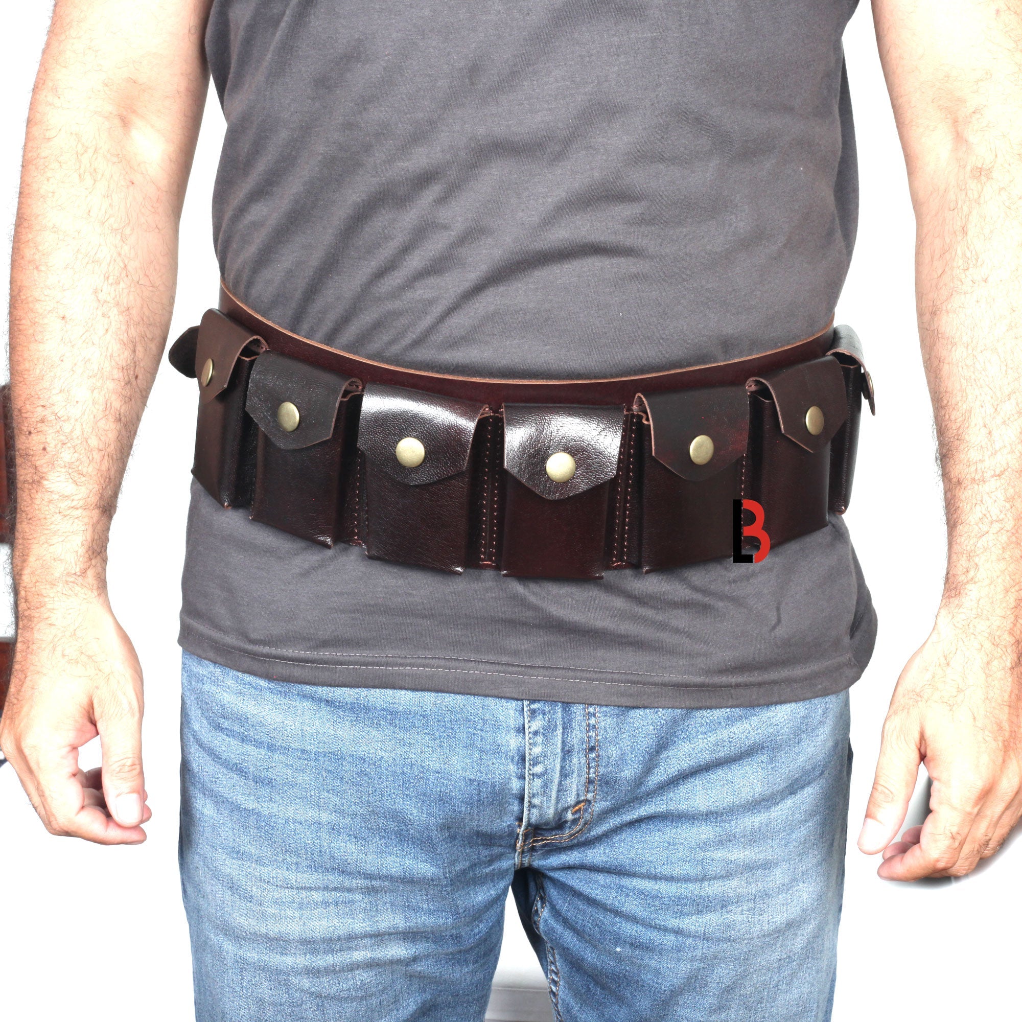 Real Leather Rifle Cartridge Bandolier Belt Ammo Holder & Pouch Belt for Guns