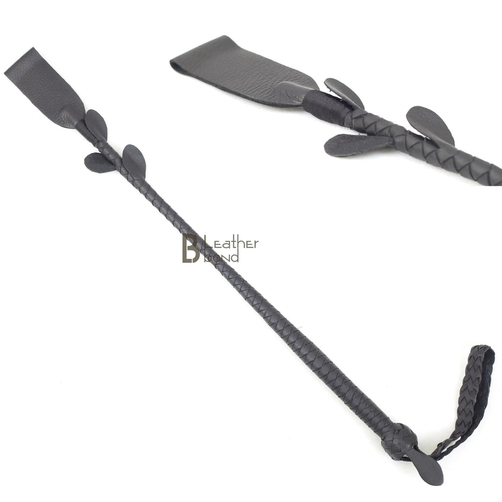 Real Cowhide Leather Braided Riding Crop Whip Fiber Core Inside | Handcrafted BDSM Impact Flogger