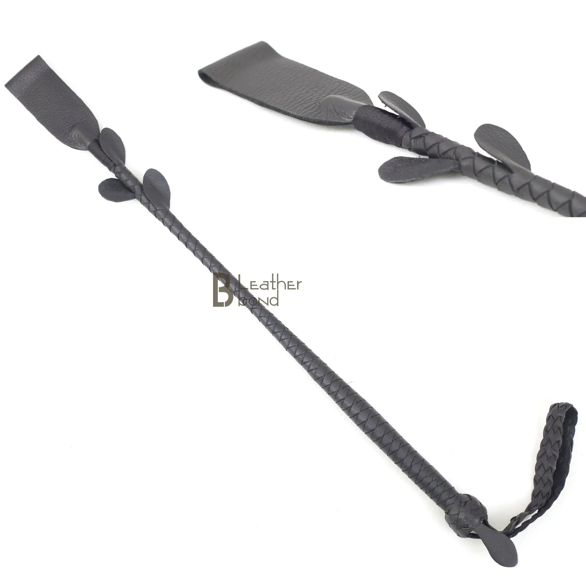 Real Cowhide Leather Braided Riding Crop Whip Fiber Core Inside | Handcrafted BDSM Impact Flogger