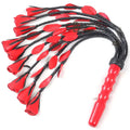 Real Genuine Cowhide Leather Flogger Red Rose Heavy Duty Cat-o-Nine Tails Flogger with 9 Braided Falls