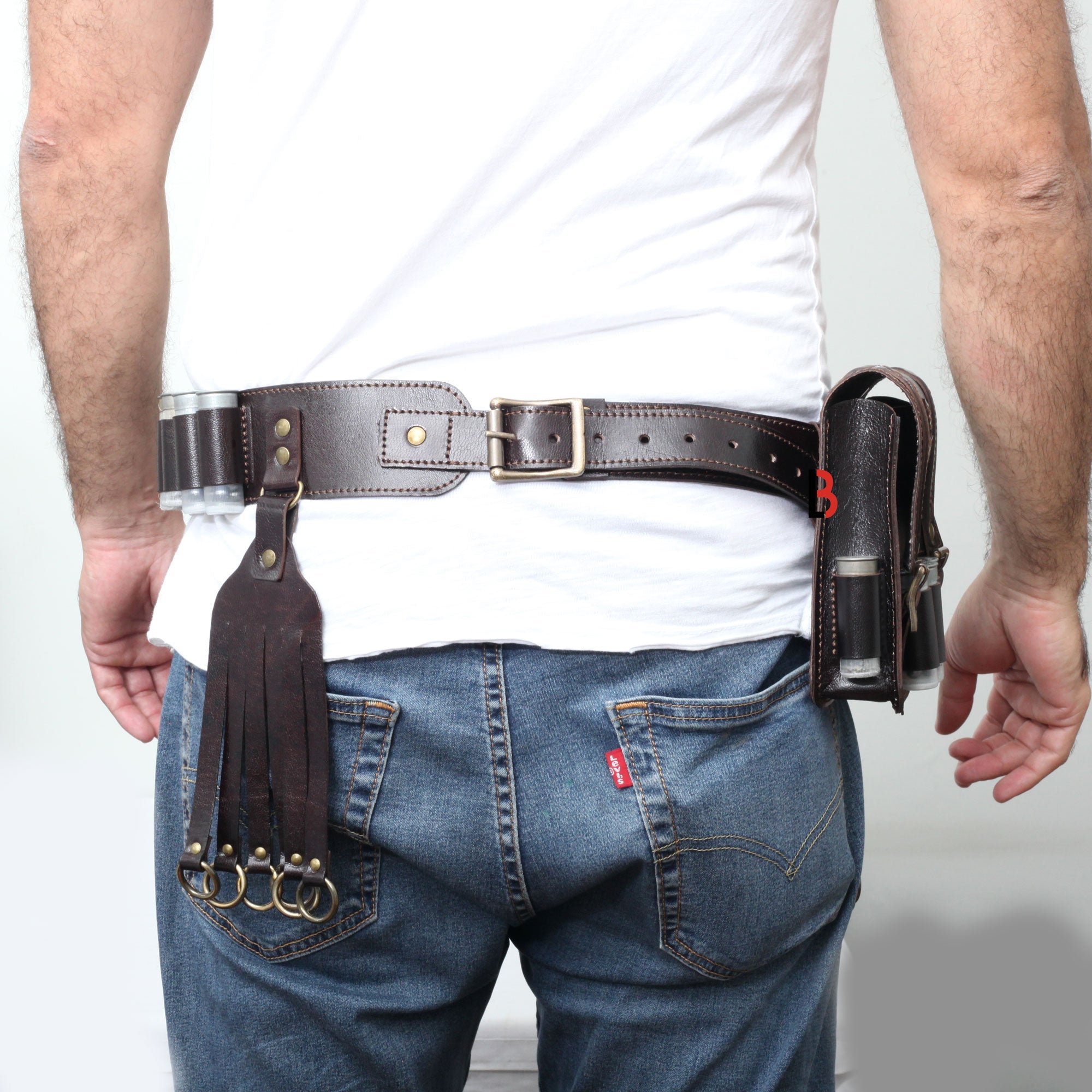 Cowhide Leather Cartridge Belt Bird Hanger & Hunting Pouch | 12 Gauge Shotgun Shell Belt