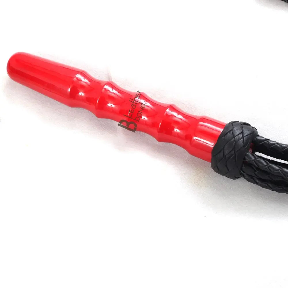 Real Genuine Cowhide Leather Flogger Red Rose Heavy Duty Cat-o-Nine Tails Flogger with 9 Braided Falls