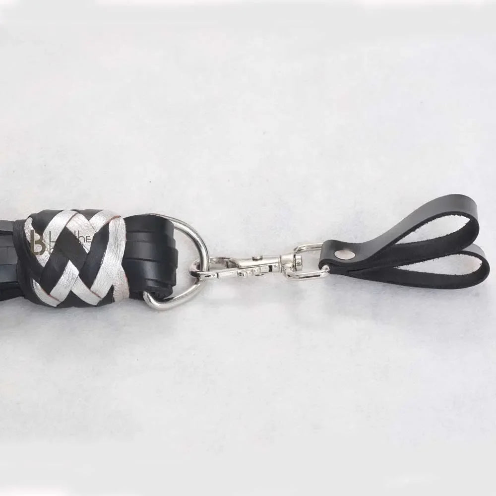 Real Cowhide Leather Finger Flogger 50 Falls Black Heavy Duty Thuddy Whip | BDSM Impact Flogger