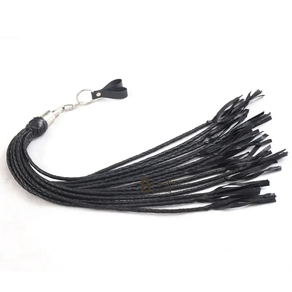 Real Cowhide Leather Finger Flogger 15 Braided Black Falls Heavy Duty Thuddy Whip | BDSM Impact