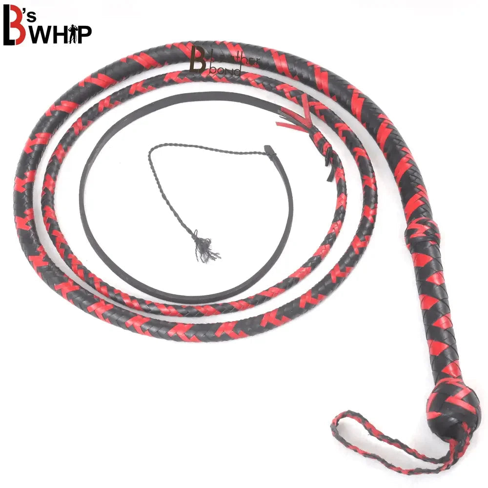 Bull Whip 6, 8, 10, 12, 14 & 16 Feet long 16 Strands Kangaroo Hide Leather Equestrian Bullwhip Leather Belly and Bolster Inside