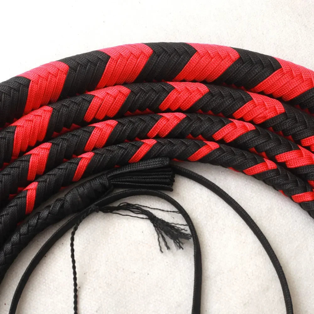 Indiana Jones Style Whip 6, 8, 10, 12, 14 & 16 Feet 16 Strands Bullwhip Para Cord Nylon Bull Whip with Leather Plaited Bellies