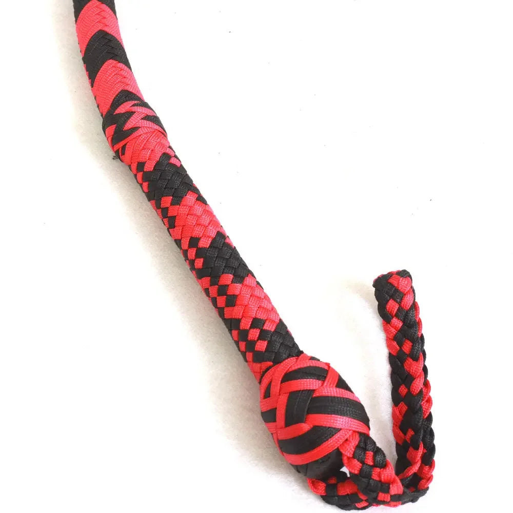 Indiana Jones Style Whip 6, 8, 10, 12, 14 & 16 Feet 16 Strands Bullwhip Para Cord Nylon Bull Whip with Leather Plaited Bellies