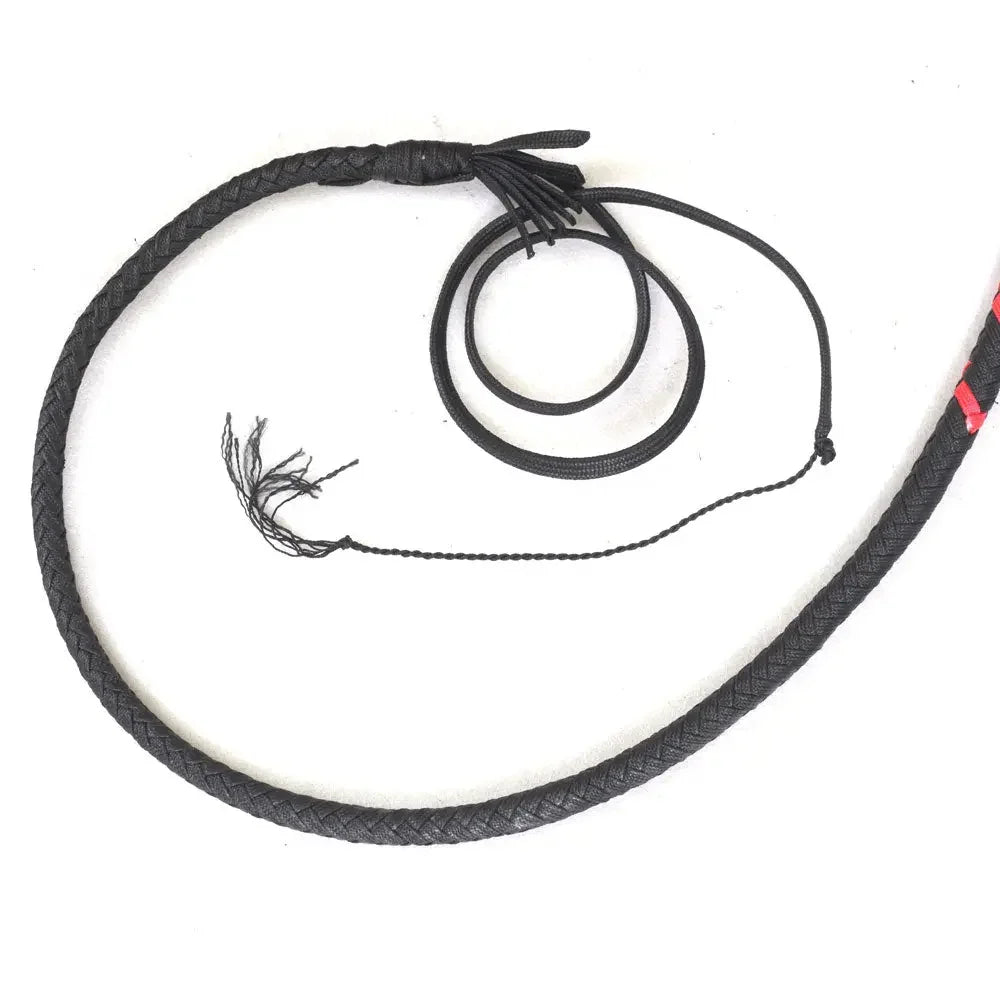 Indiana Jones Style Whip 6, 8, 10, 12, 14 & 16 Feet 16 Strands Bullwhip Para Cord Nylon Bull Whip with Leather Plaited Bellies