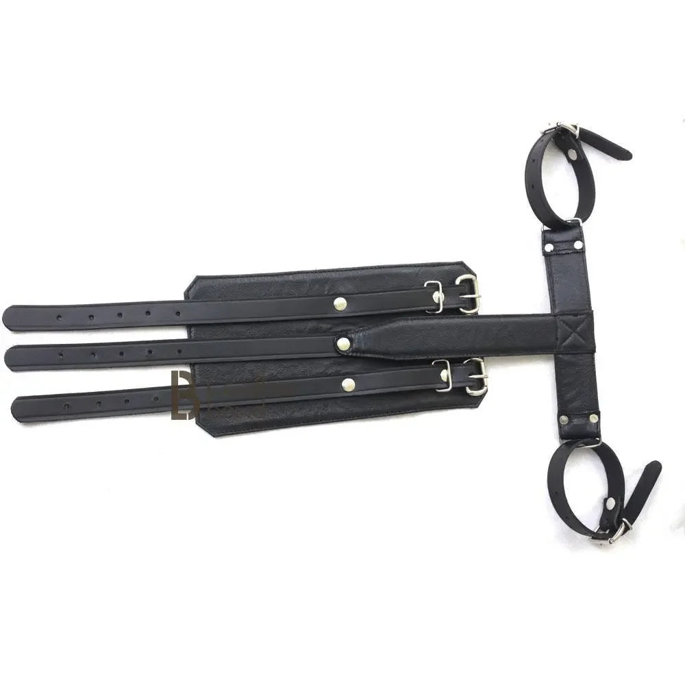 100% Genuine Leather Back, Wrist & Bicep Cuffs Restraint Set Bondage BDSM Slave Cuffs