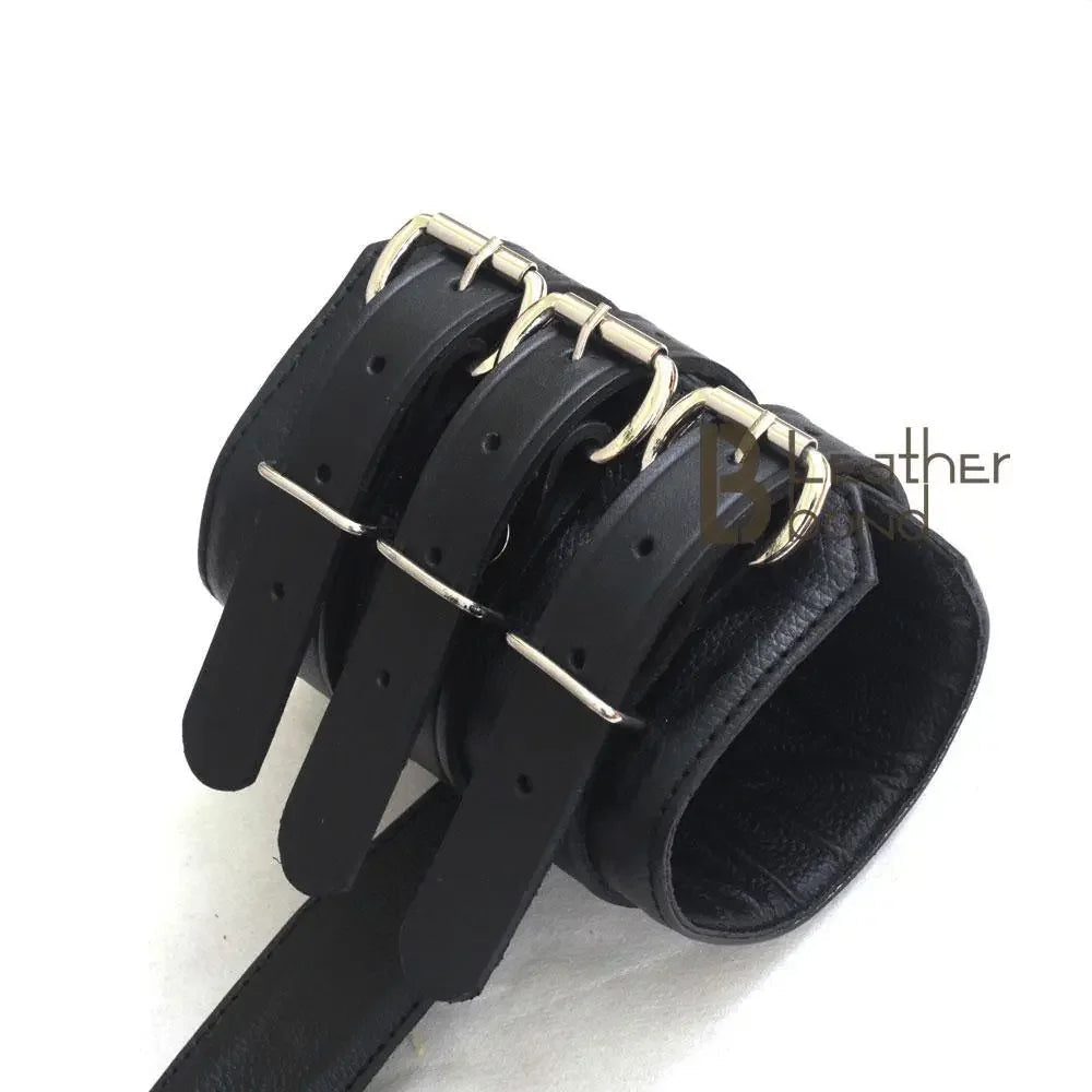 100% Genuine Leather Back, Wrist & Bicep Cuffs Restraint Set Bondage BDSM Slave Cuffs
