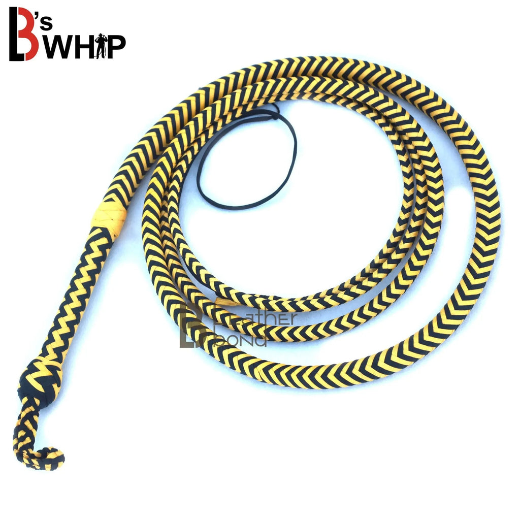 Whip 6, 8, 10, 12, 14 & 16 Feet 16 Strands Bullwhip Para Cord Nylon Bull Whip with Leather Plaited Bellies