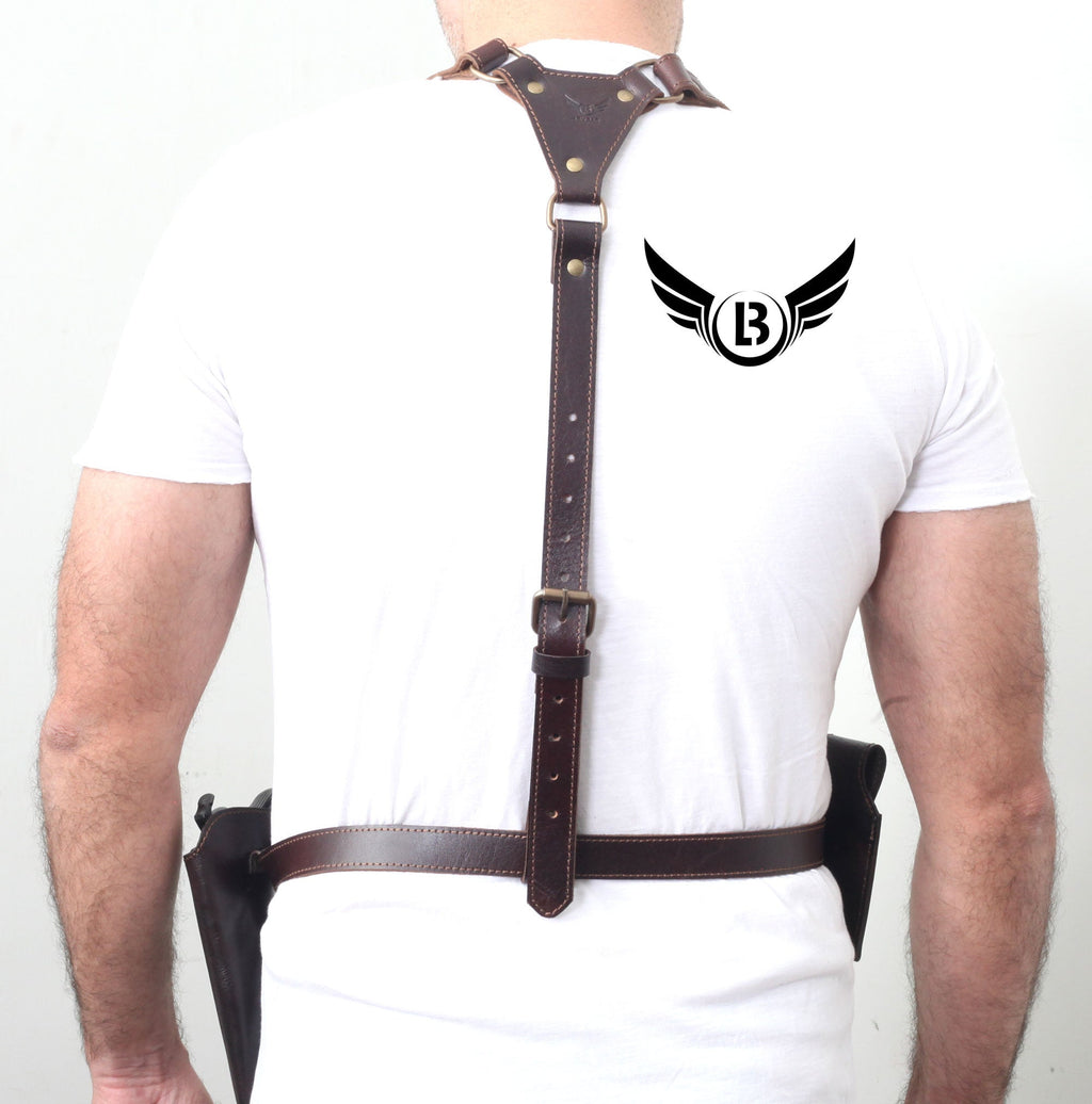 Universal Leather Shoulder Holster & Waist Belt Vertical Concealed Carry Holster