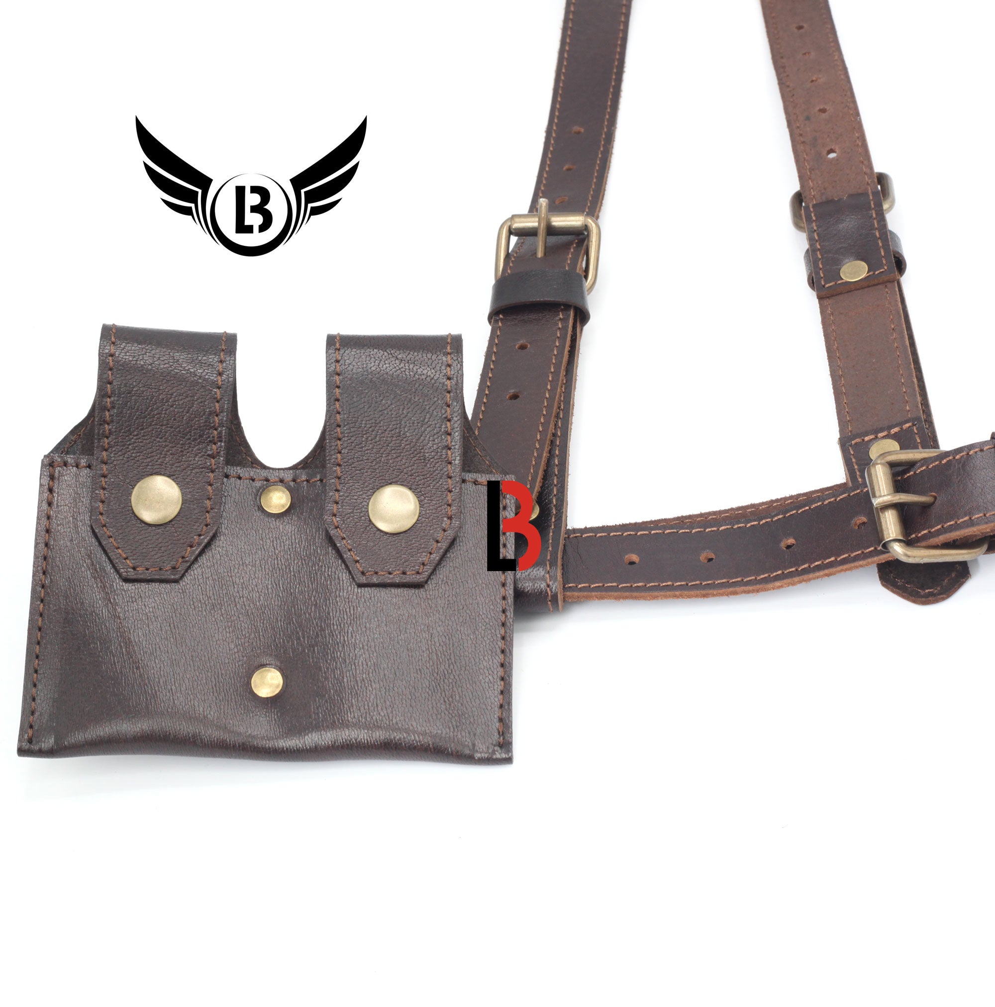 Universal Leather Shoulder Holster & Waist Belt Vertical Concealed Carry Holster
