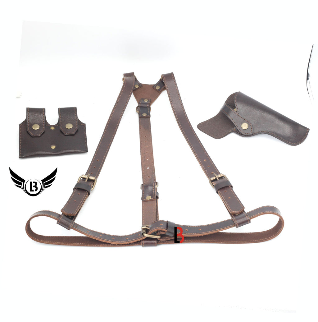 Universal Leather Shoulder Holster & Waist Belt Vertical Concealed Carry Holster