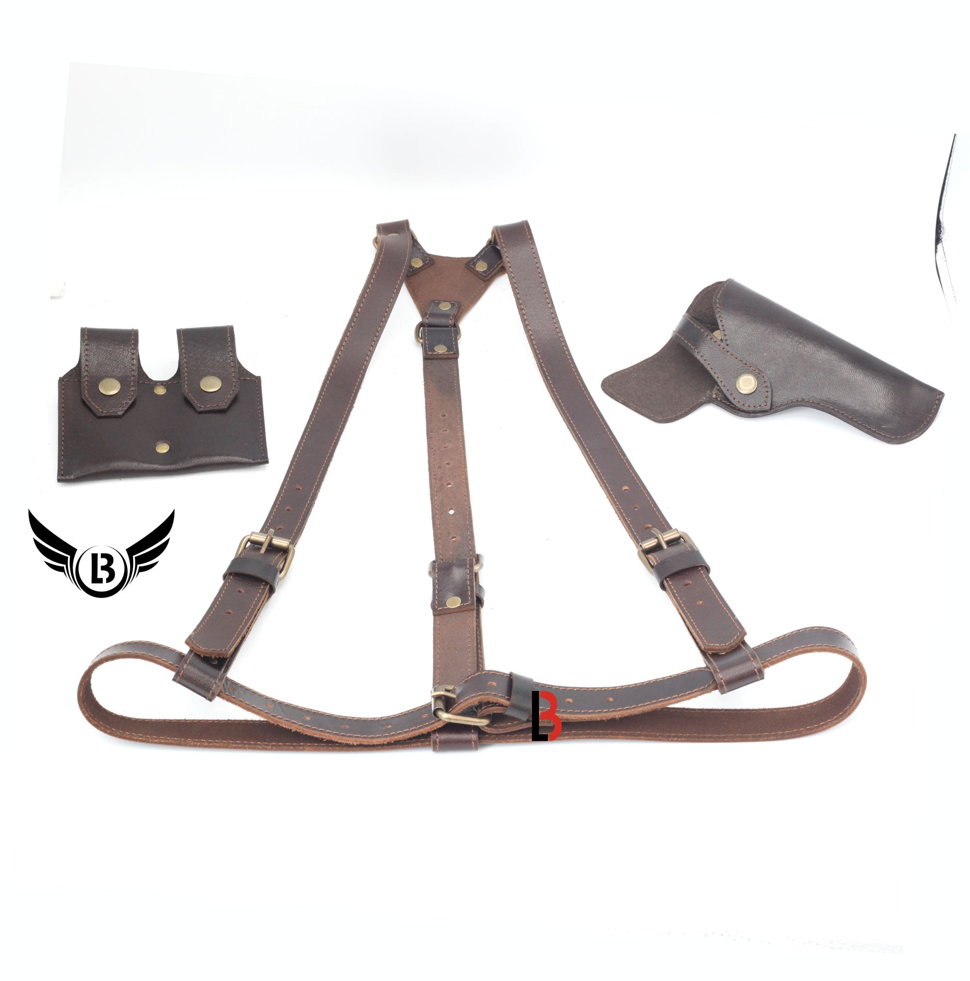 Universal Leather Shoulder Holster & Waist Belt Vertical Concealed Carry Holster