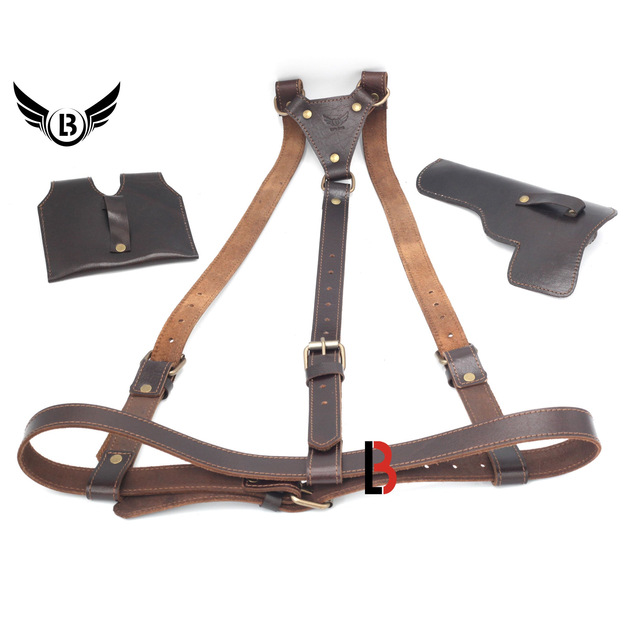 Universal Leather Shoulder Holster & Waist Belt Vertical Concealed Carry Holster