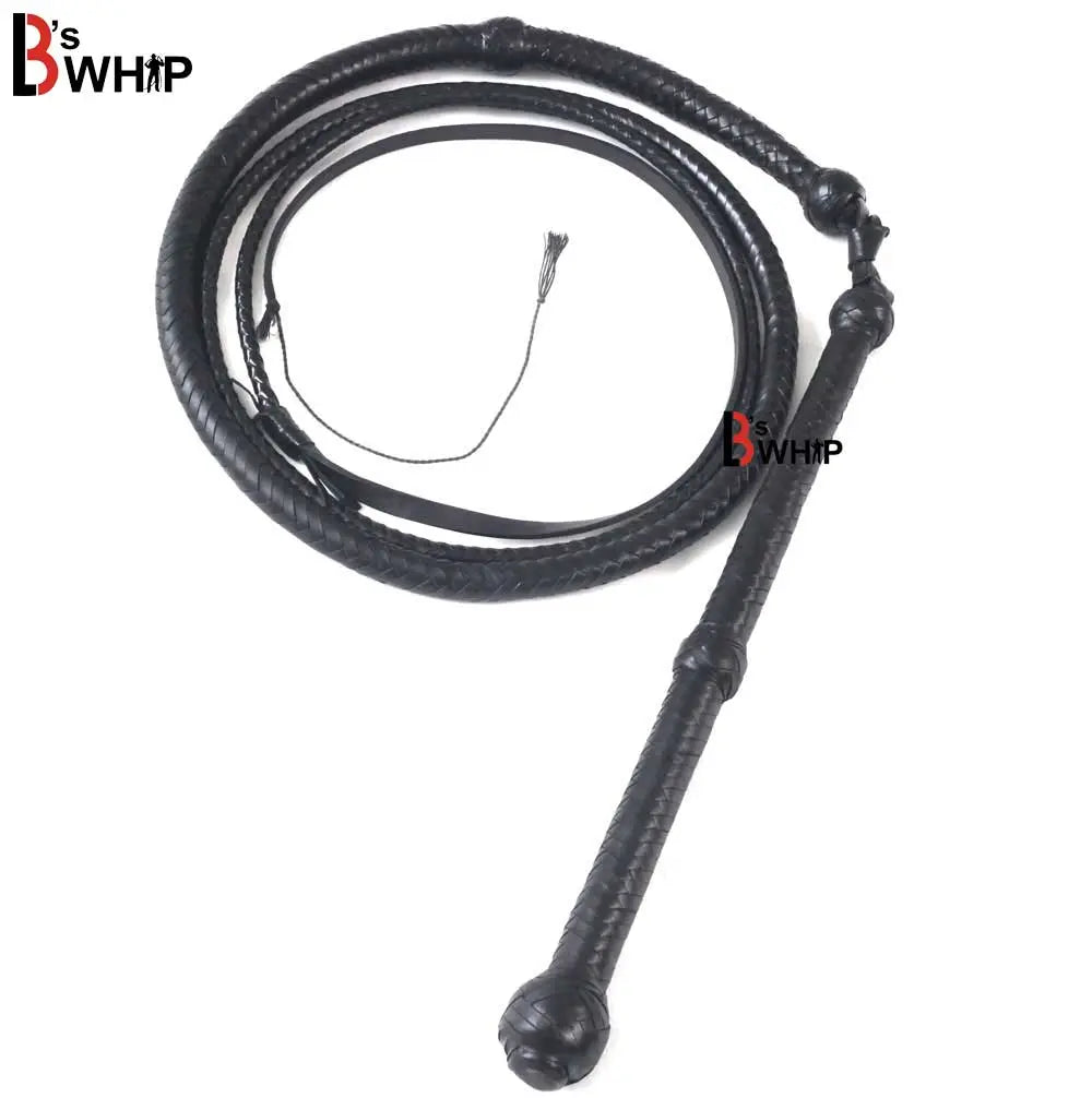 Black Stockwhip 04 Feet to 12 Feet long and 16 Plaits Kangaroo Hide Leather Equestrian Australian Stock Whip