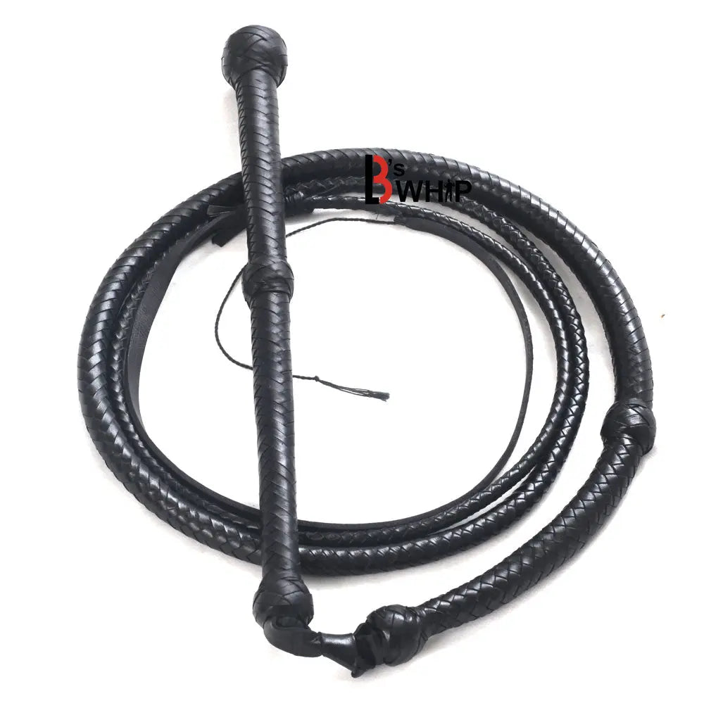 Black Stockwhip 04 Feet to 12 Feet long and 16 Plaits Kangaroo Hide Leather Equestrian Australian Stock Whip