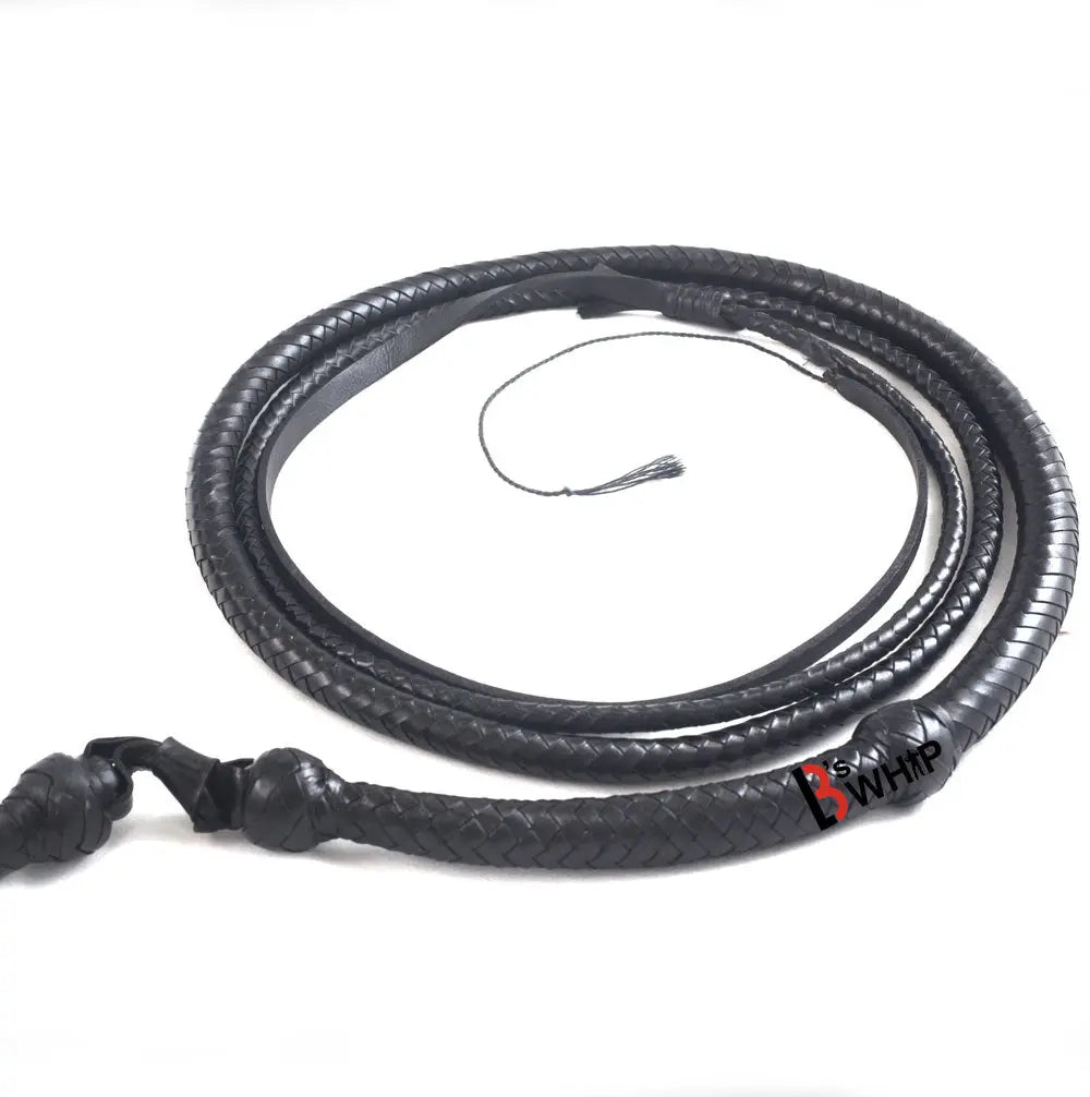 Black Stockwhip 04 Feet to 12 Feet long and 16 Plaits Kangaroo Hide Leather Equestrian Australian Stock Whip