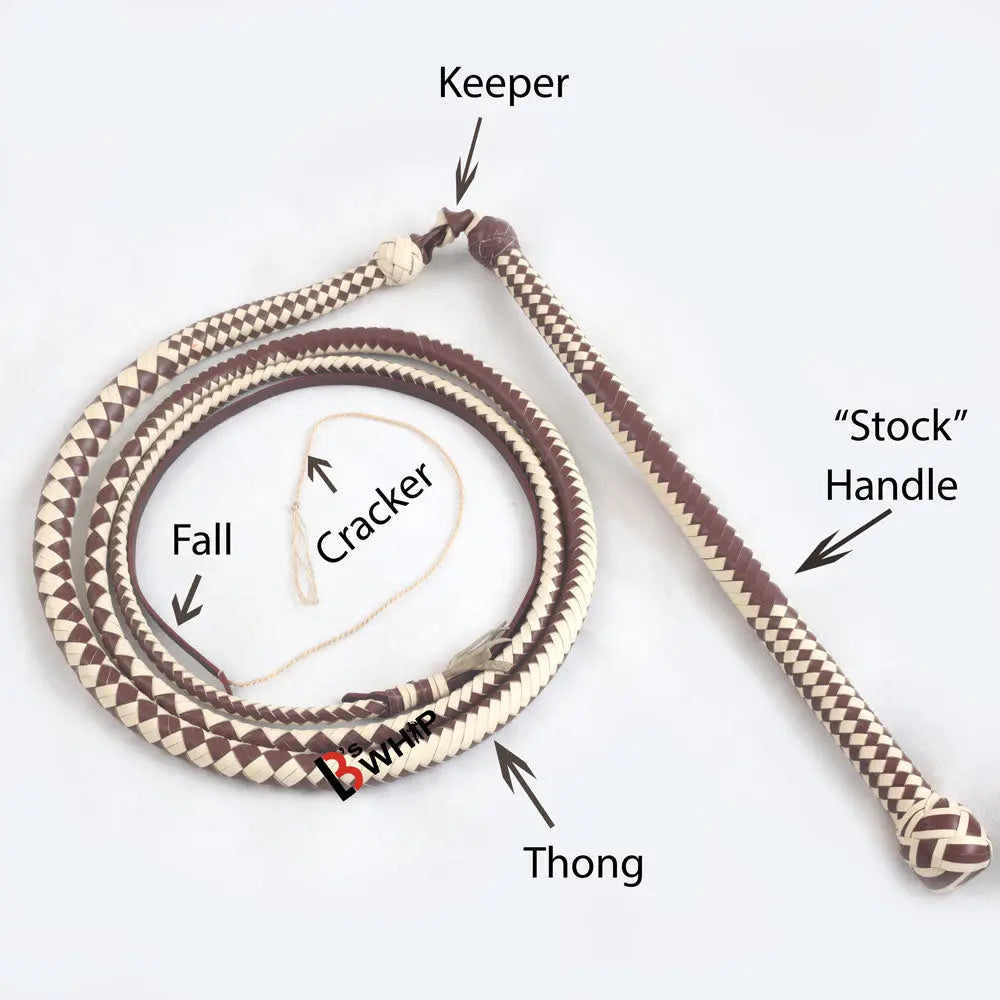 Stockwhip 04 Feet to 12 Feet long and 16 Plaits Kangaroo Hide Leather Equestrian Australian Stock Whip